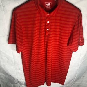 Puma Golf Mens Polo DryCell Athletic Short Sleeve Shirt Red Striped Size Medium